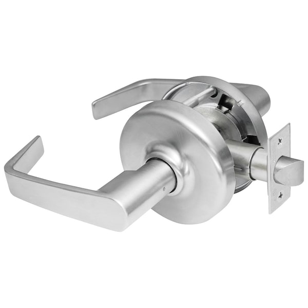 Grade 2 Passage Lever x Blank Plate Cylindrical Lock, Newport Lever, Satin Chrome Finish, Non-handed